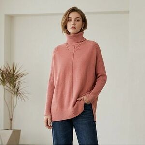 Time and Tru Dusty Rose Turtleneck Sweater